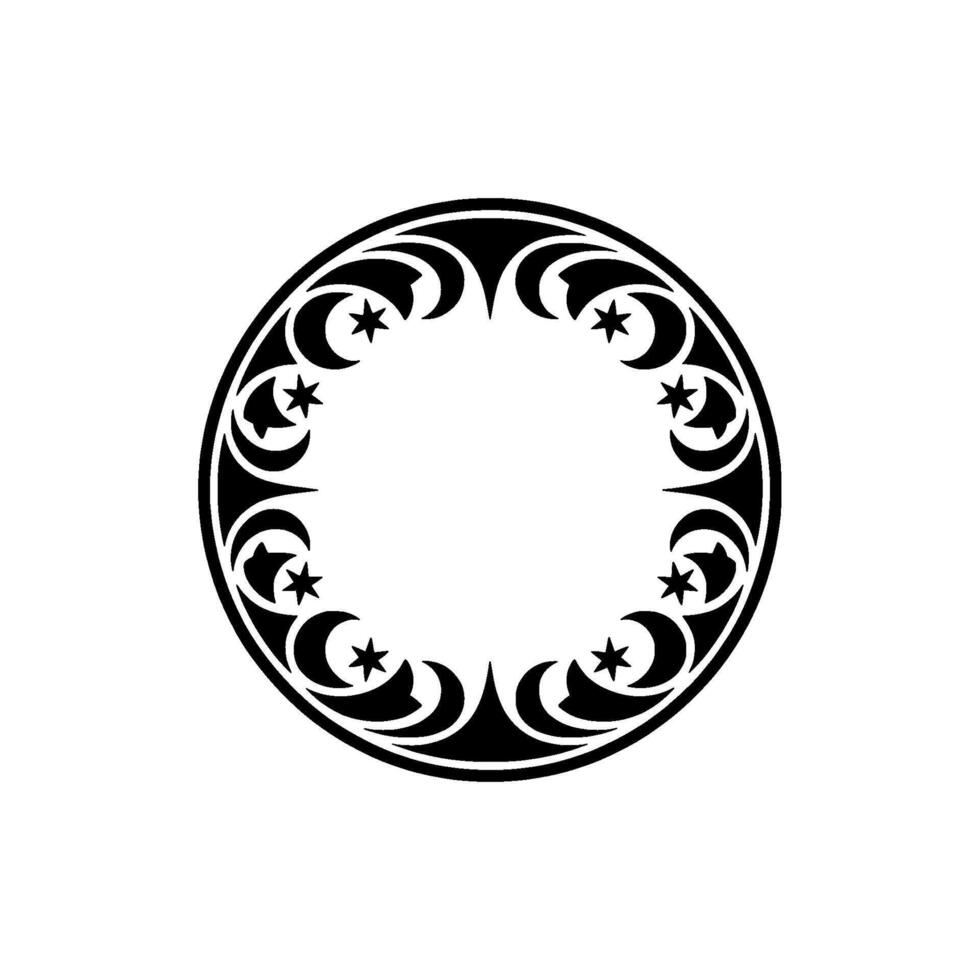 Celestial Circle Ornament Minimalist Black White vector