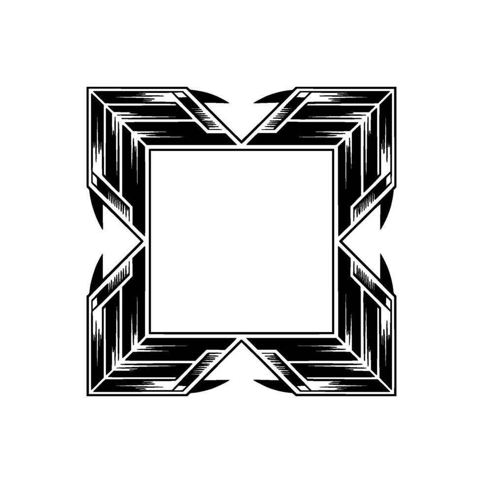 Art Deco Frame, Geometric Pattern, Empty Center, Elegant Border vector