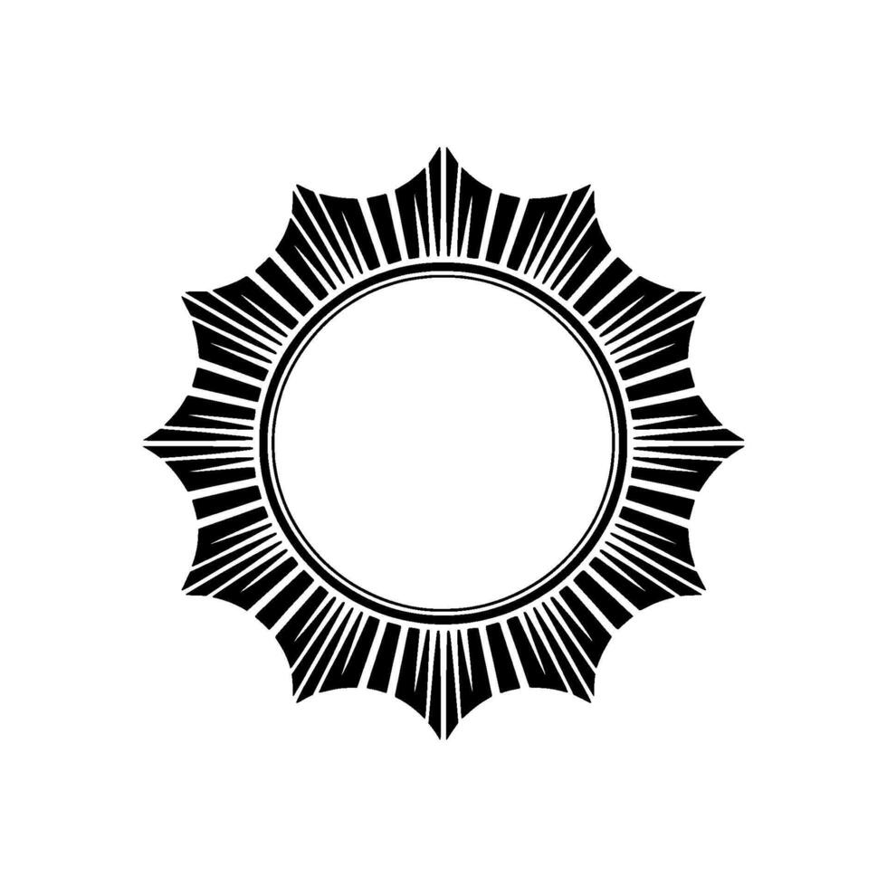 Art Deco Sunburst Frame in Black and White, Minimalist vector