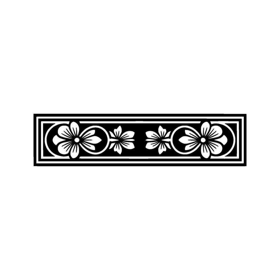 Elegant Floral Border in Black and White, Decorative Element - Frame vector