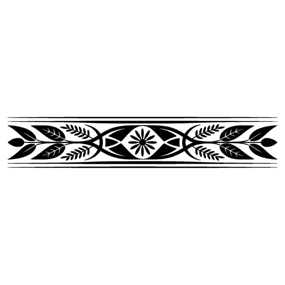 Elegant Black Floral Border on White, Illustration - Leaves vector