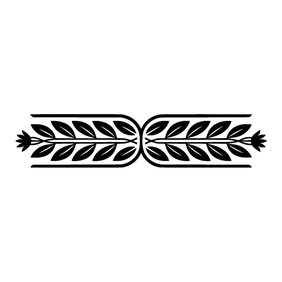 Elegant Black White Leafy Border, Minimalist, Floral Motif vector