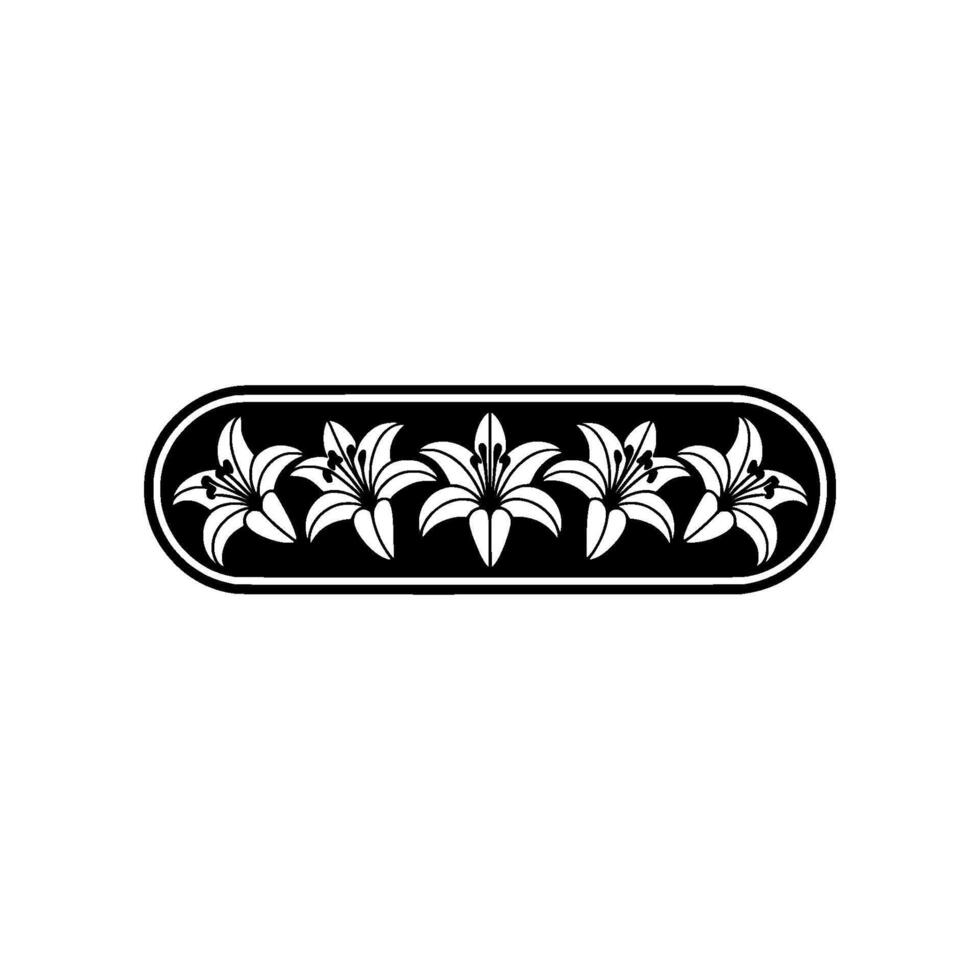 Elegant Lily Border, Minimalist Floral, Illustration vector