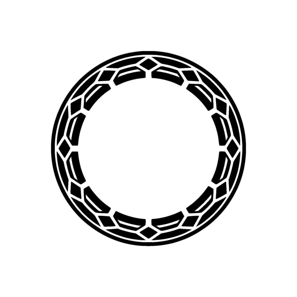 Geometric Black Circle Ornament on White Background vector