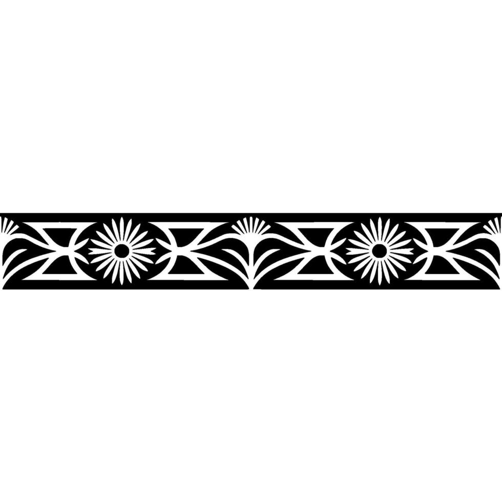 Art Deco Floral Border, Black and White, Decorative Element vector