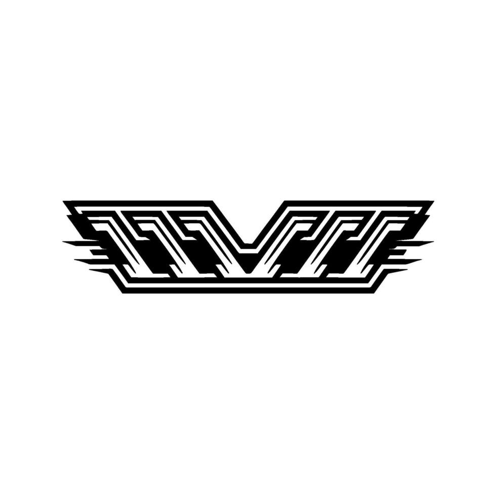 Abstract Geometric Wing in Black on White vector
