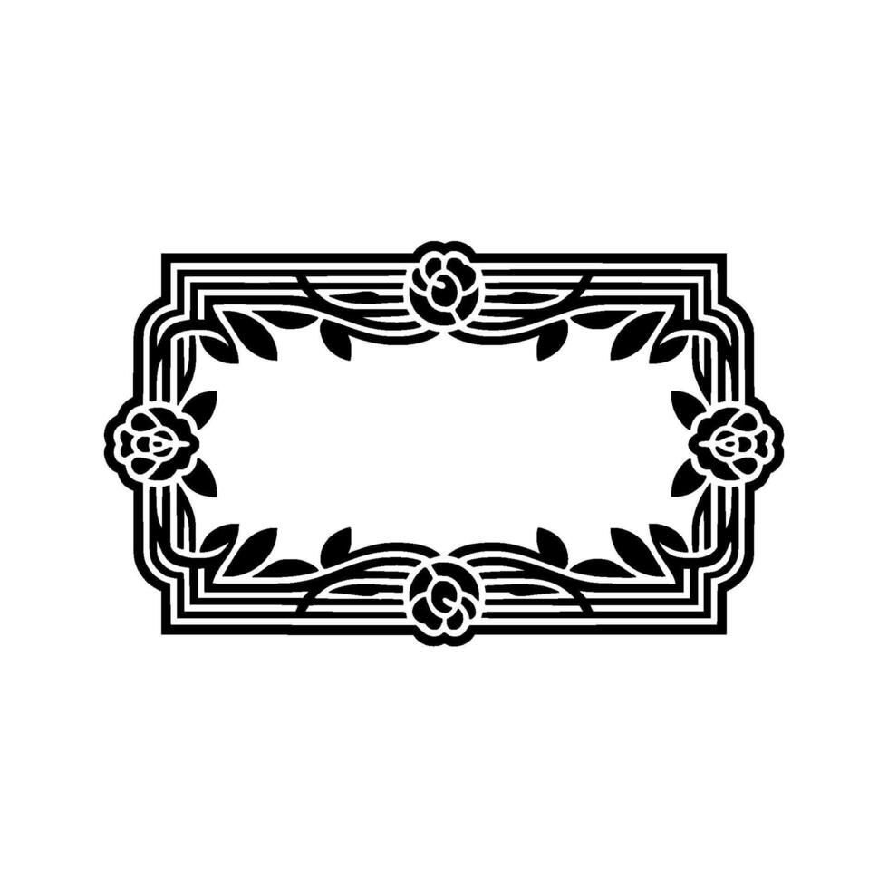 Elegant Black Floral Frame Decorative vector