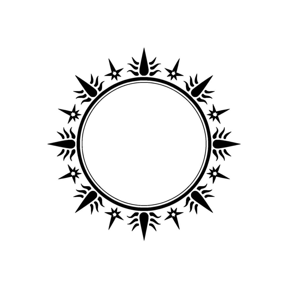 Elegant Black and White Circular Frame, Vintage Decor Element vector