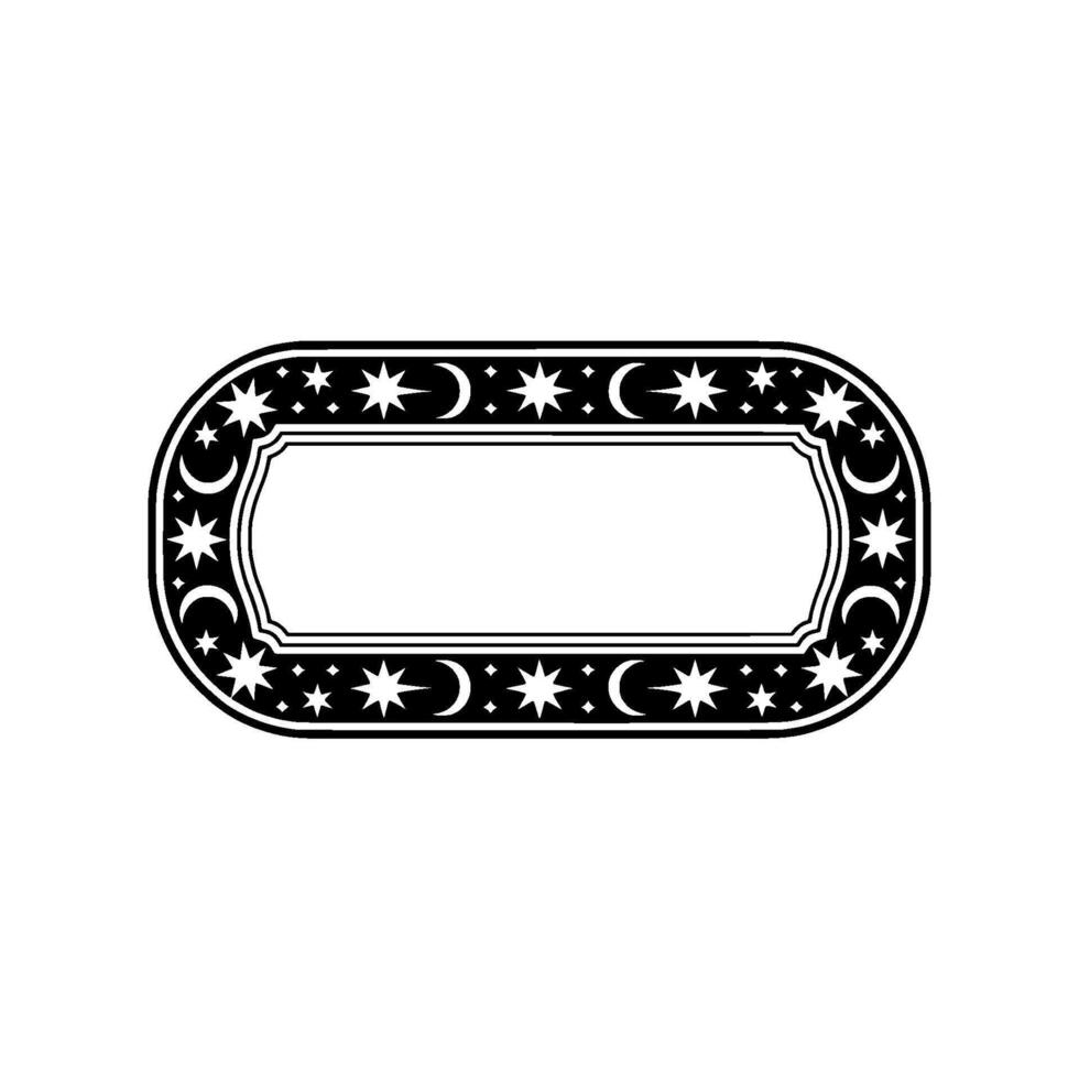 Elegant Celestial Frame Stars Moons, Black White vector