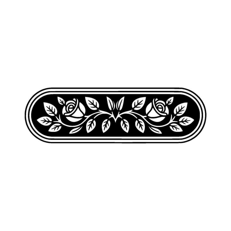 Elegant Floral Border, Black and White Rose vector