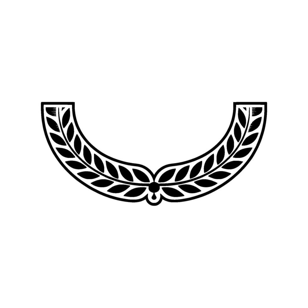 Elegant Laurel Wreath Crest, Minimalist Black White vector