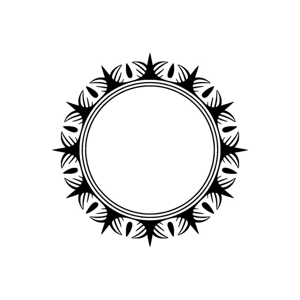 Elegant Black White Circle Frame with Ornamental Spikes vector