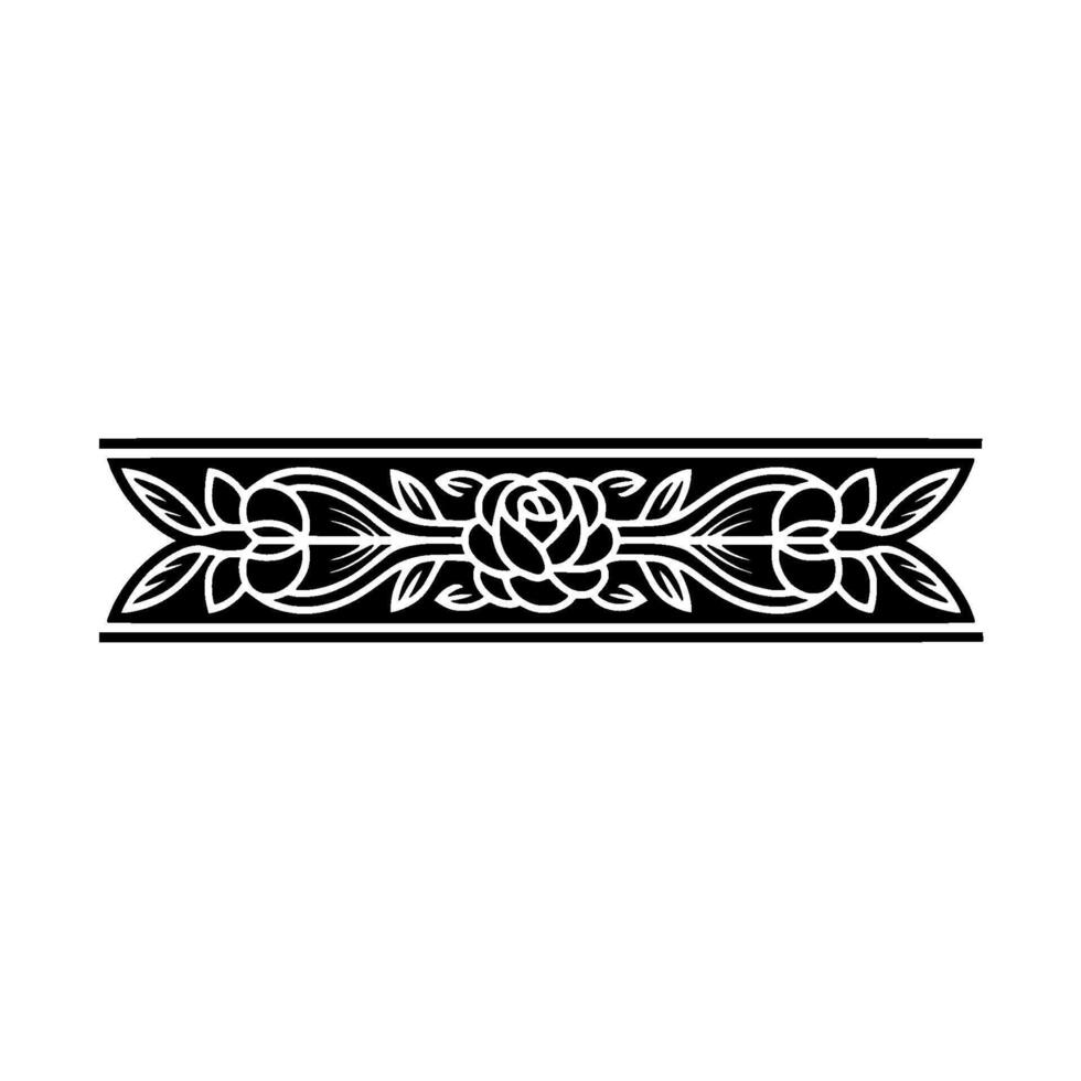 Elegant Floral Border in Black White - Rose vector