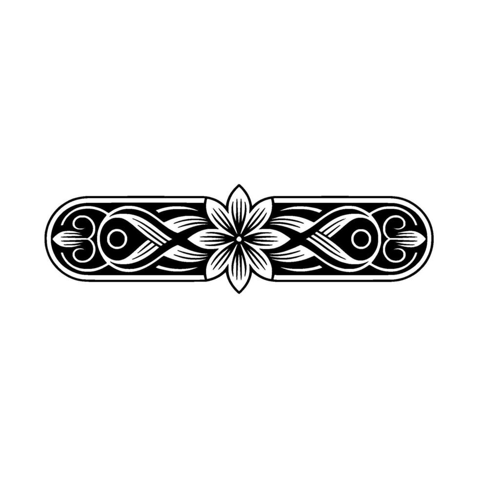 Elegant Black and White Floral Ornament on White Background - Floral ornament vector