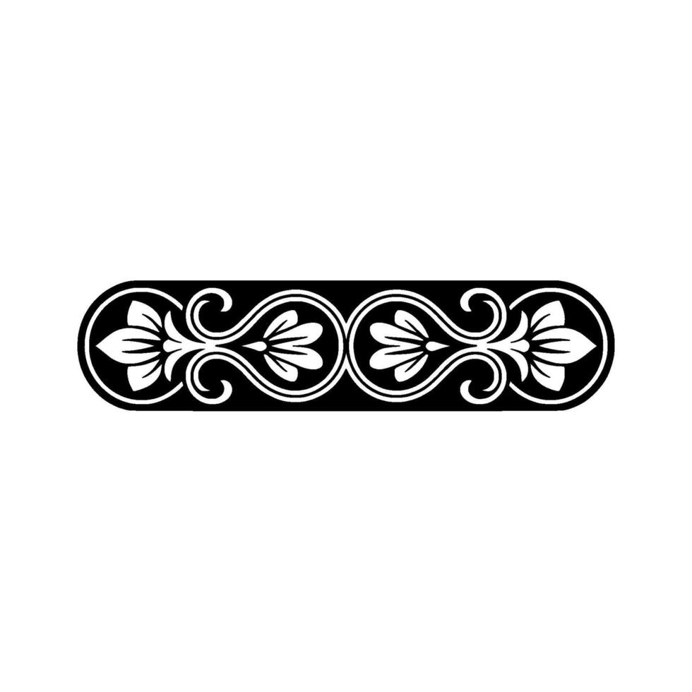 Ornamental Black and White Floral Border Element - Elegant vector