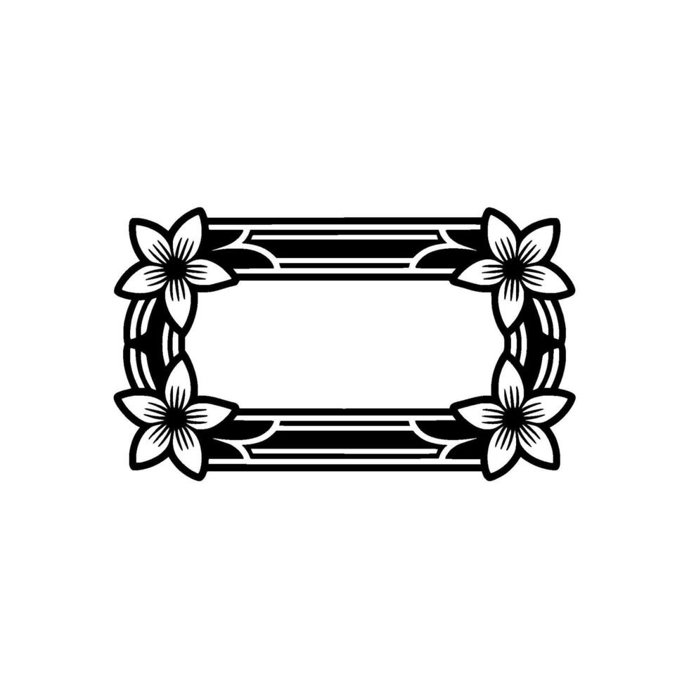 Floral Frame Art Deco Elegance, Black White vector