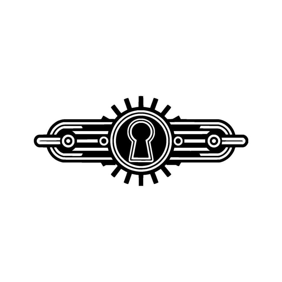 Art Deco Keyhole Emblem Black White Geometric vector