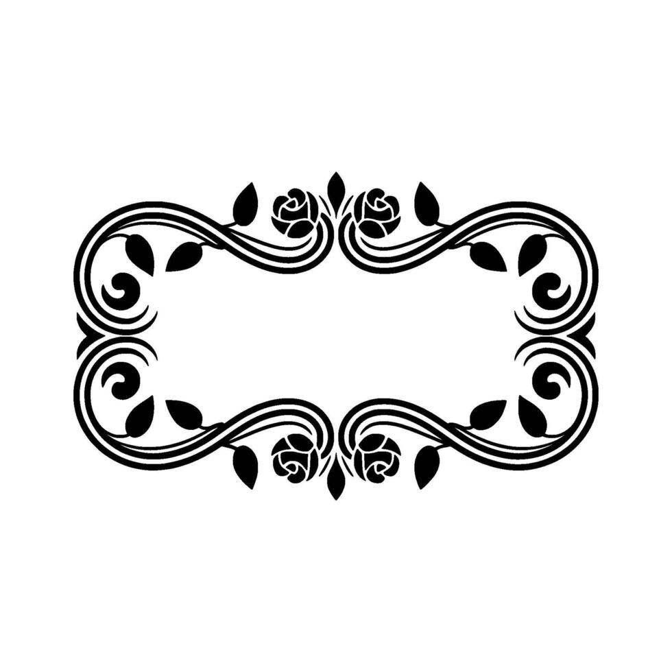 Elegant Floral Frame Illustration, Black and White Ornament vector