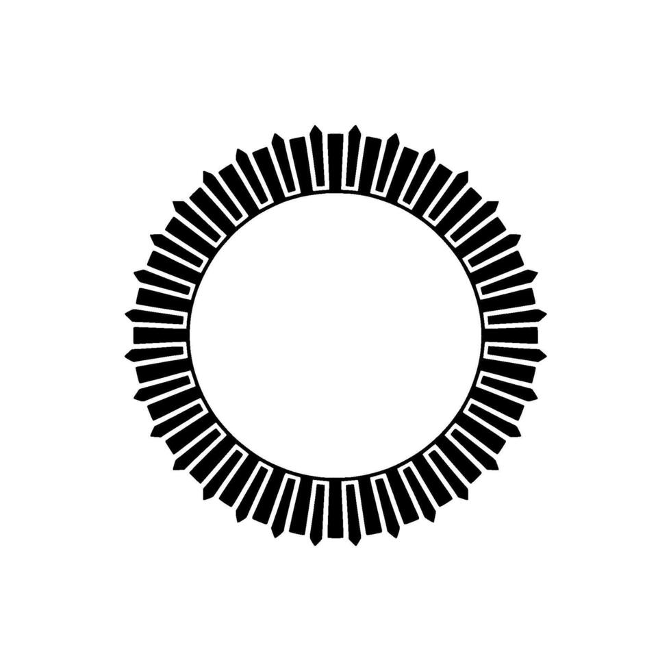 Geometric Black Sunburst Ring, Minimalist Abstract on White vector