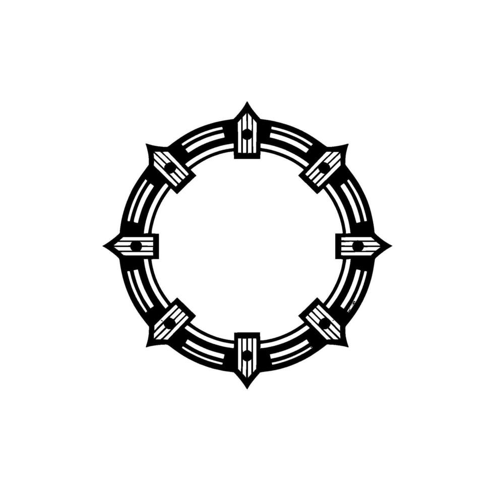 Art Deco Circle Frame, Geometric Ornament, Neutral Palette vector