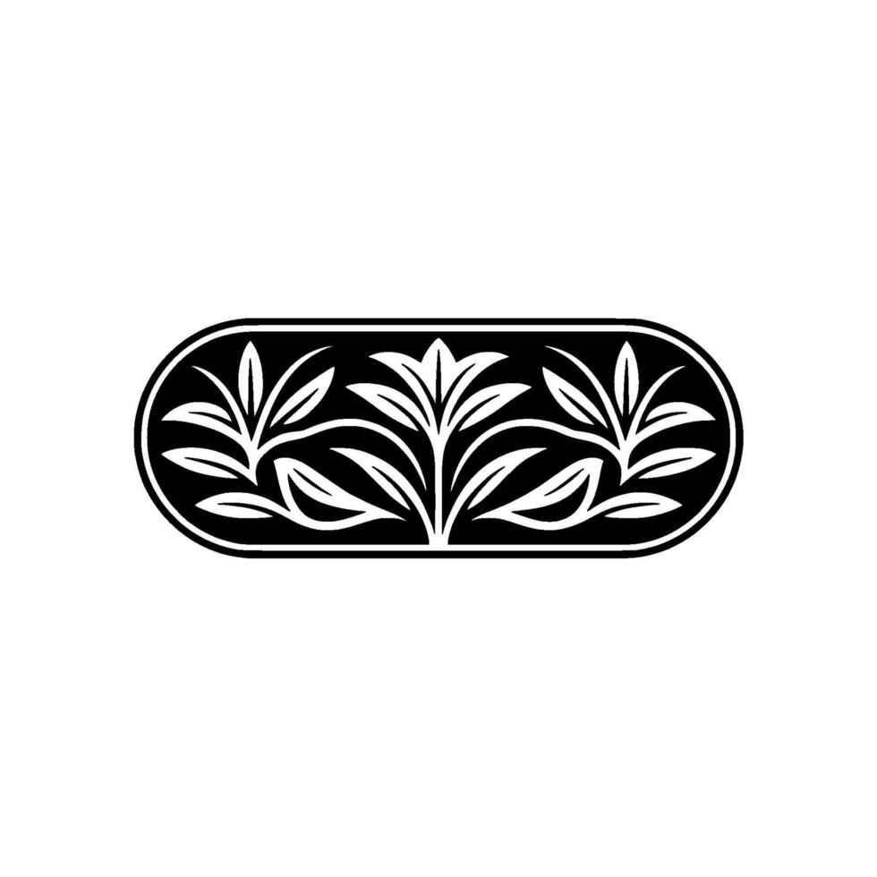 Elegant Floral Frame Black and White Botanical Border - Leaf vector