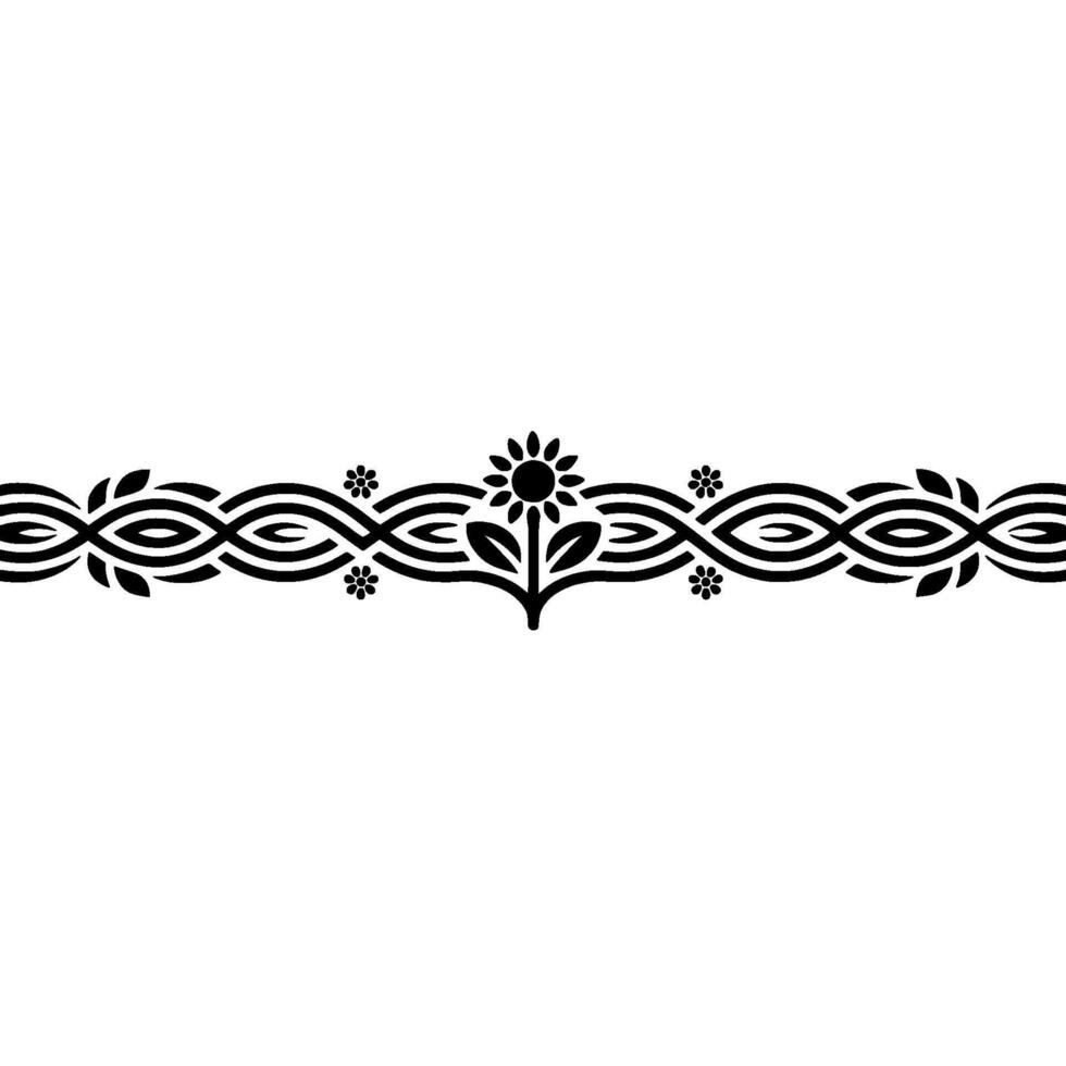 Elegant Floral Border, Black and White, Minimalist - Decorative vector