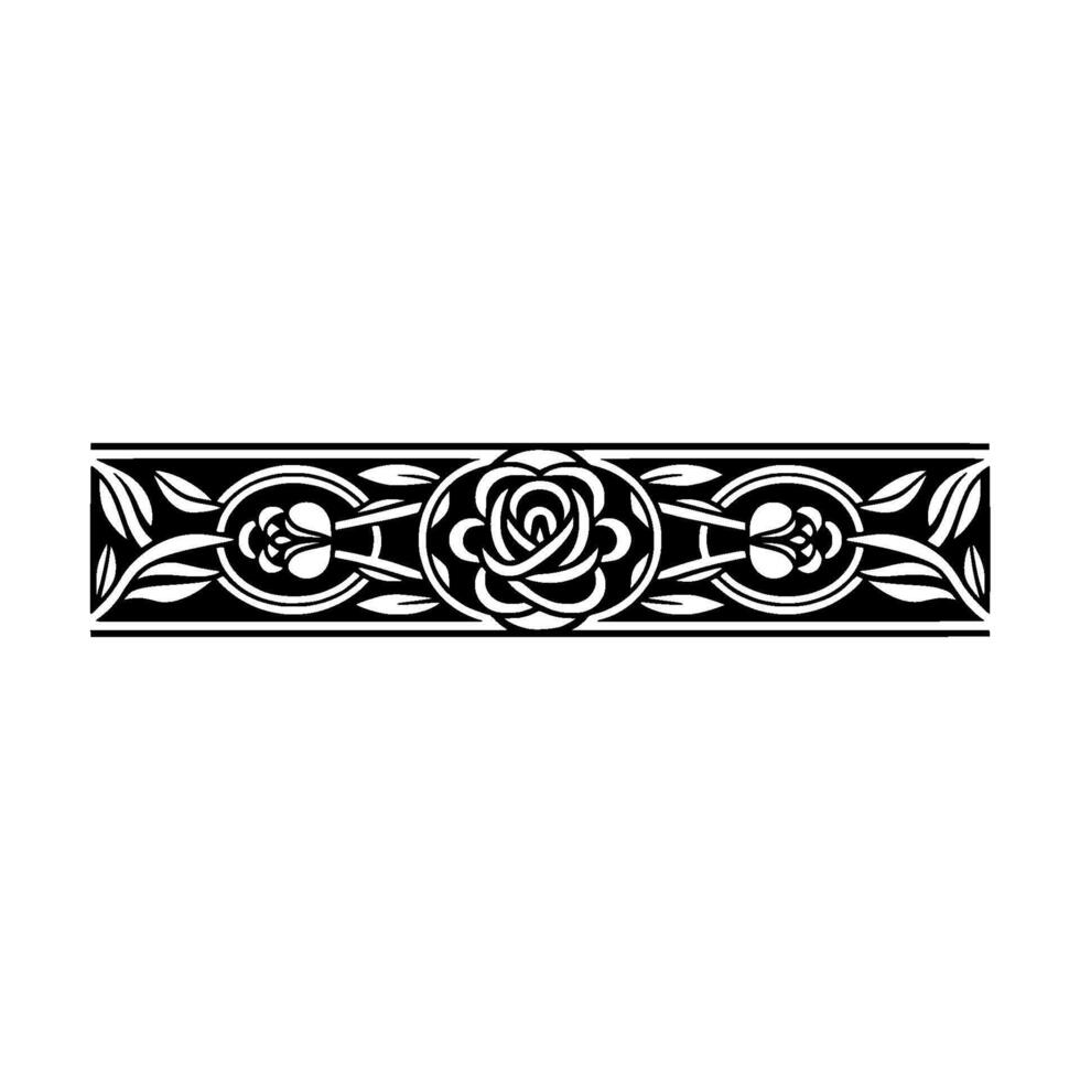 Art Nouveau Floral Border in Black White - Art nouveau vector