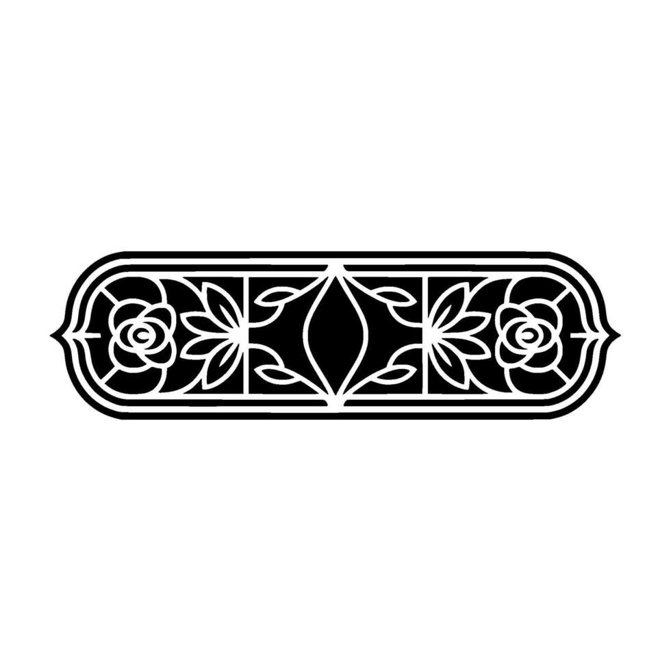 Elegant Black White Floral Border Ornament, Minimalist - Rose vector
