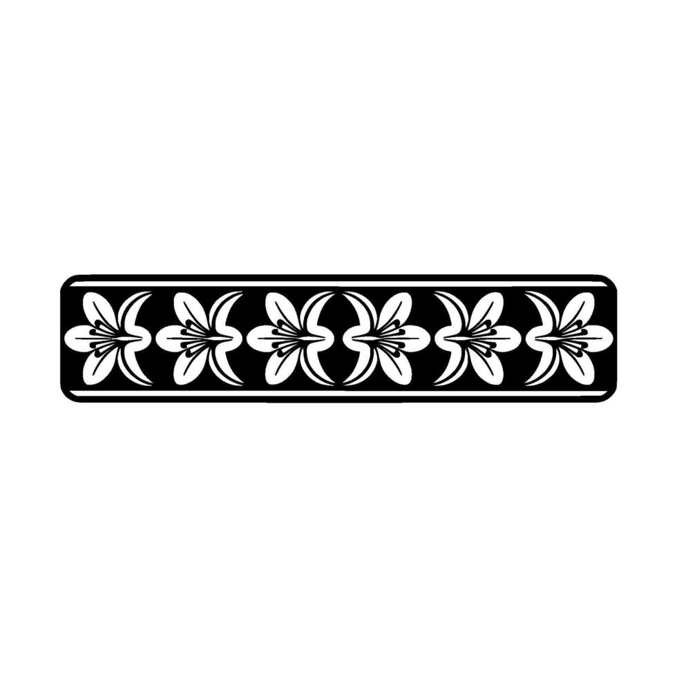 Elegant Floral Border in Black and White, Decorative Element, Ornament vector
