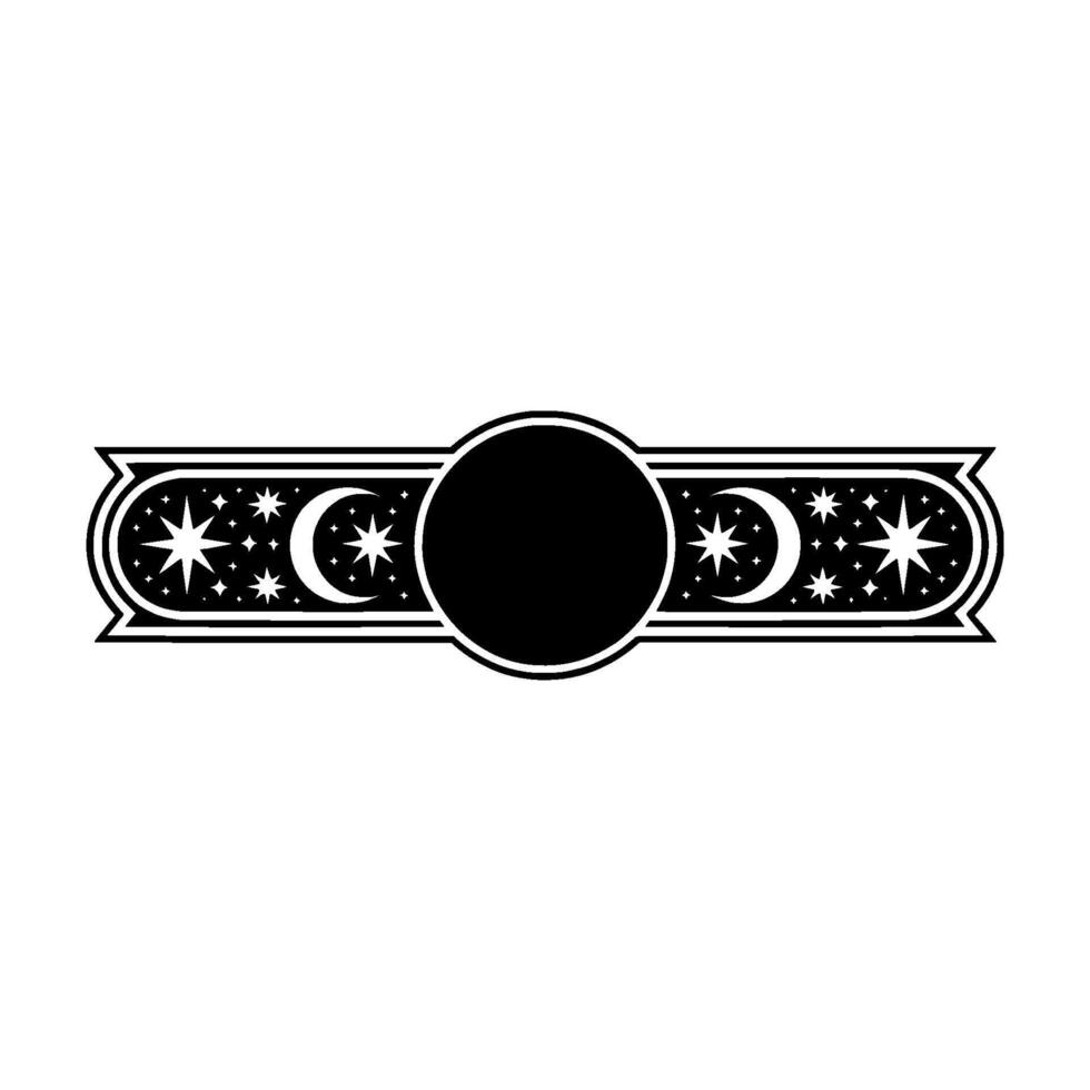 Celestial Ornament Black White with Moons and Stars vector