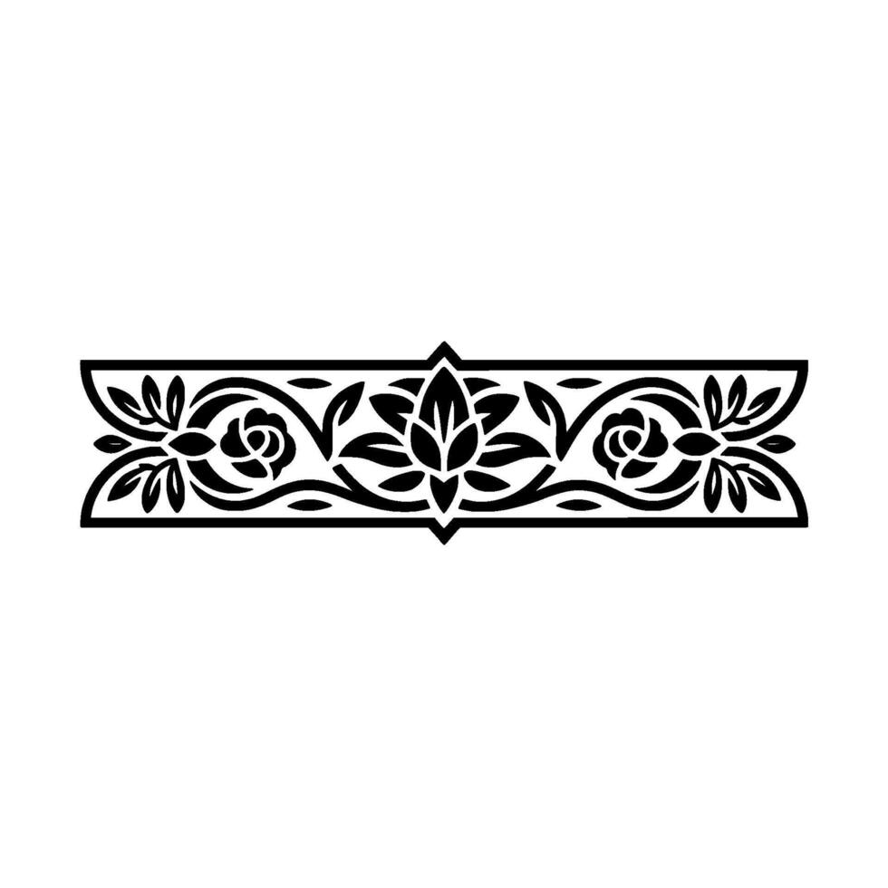 Elegant Black Floral Border, Decorative Ornament on White vector