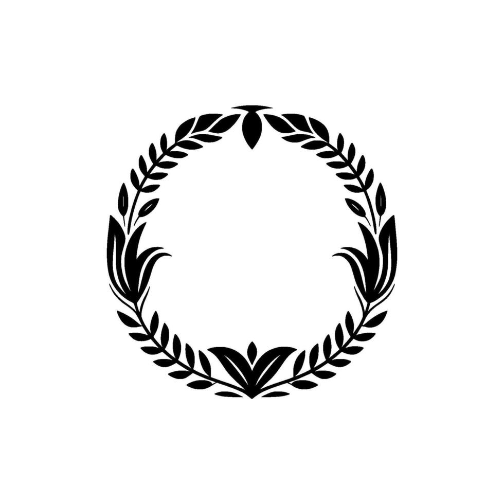 Minimalist Floral Wreath on White Background - Leaves vector