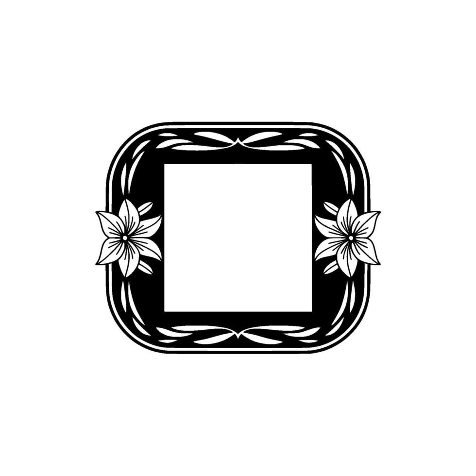 Floral Frame Black and White Decorative Element for Invitation or Card vector