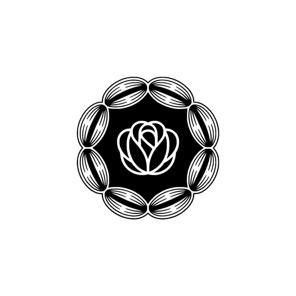 Minimalist Rose in Black White, Elegant Floral vector