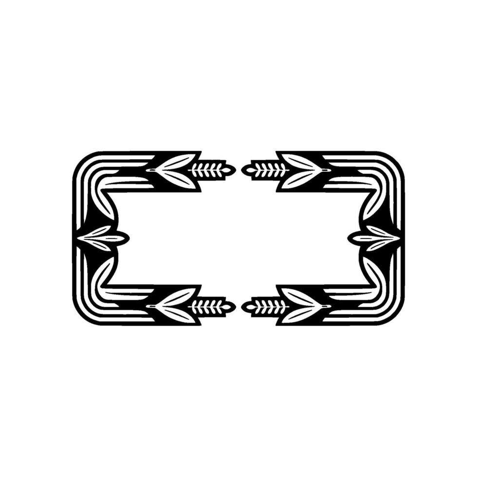 Art Deco Floral Frame Ornament, Black and White vector
