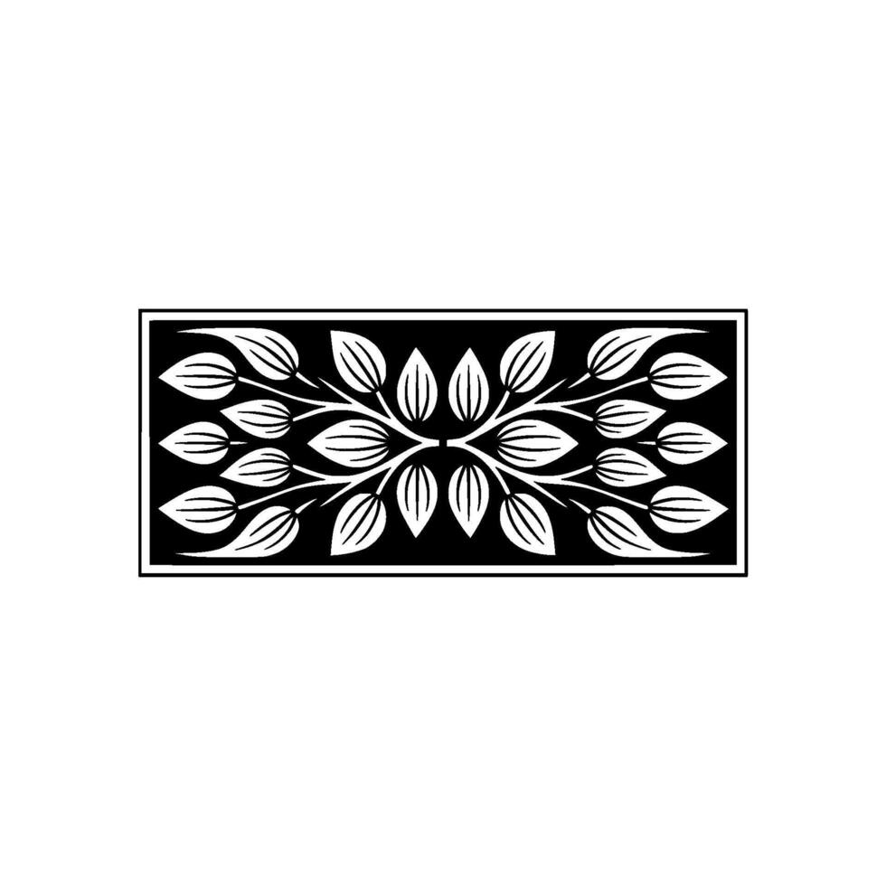 Elegant Leaf Motif Border Monochrome Floral vector
