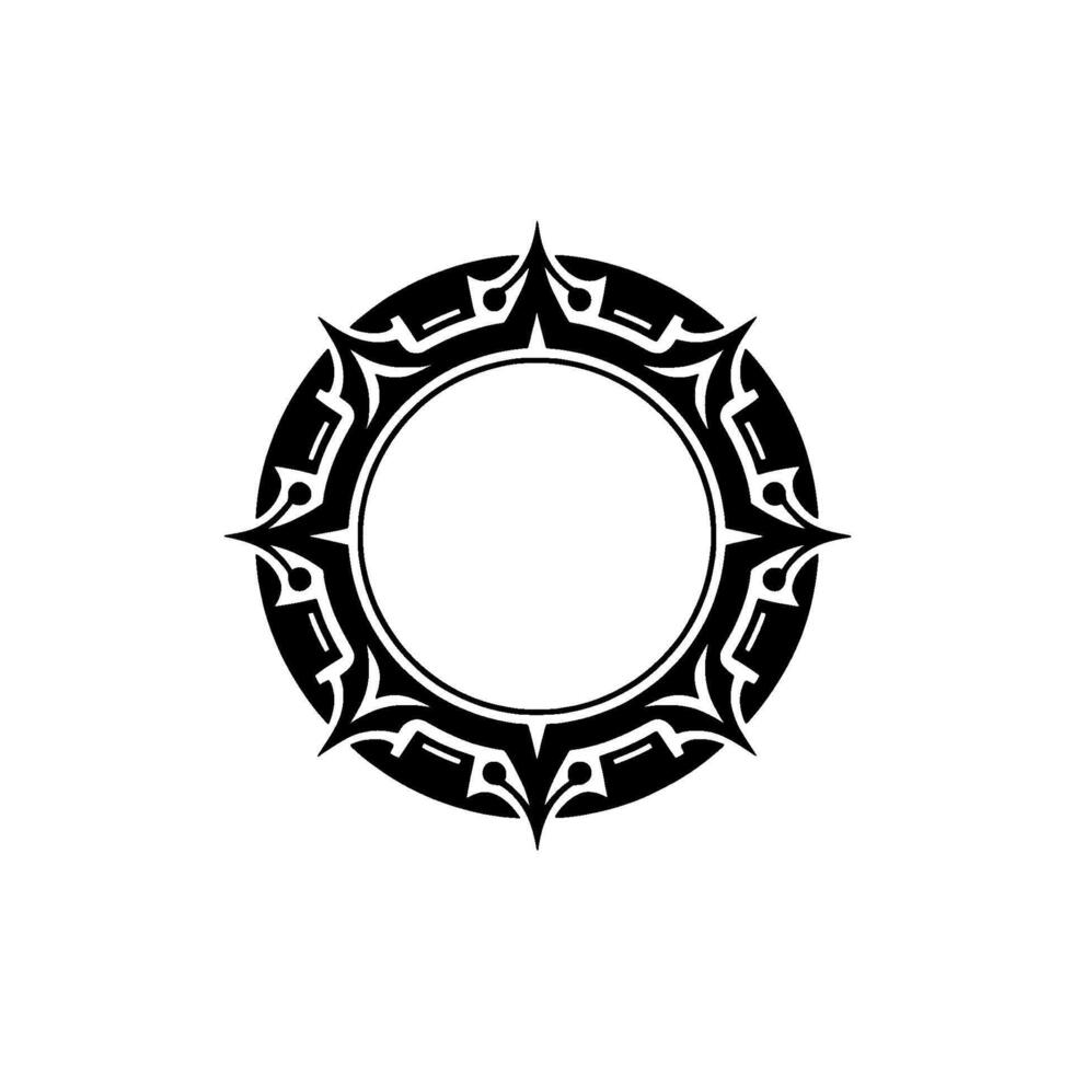 Minimalist Black Circle Frame, Abstract Ornamental on White Background vector