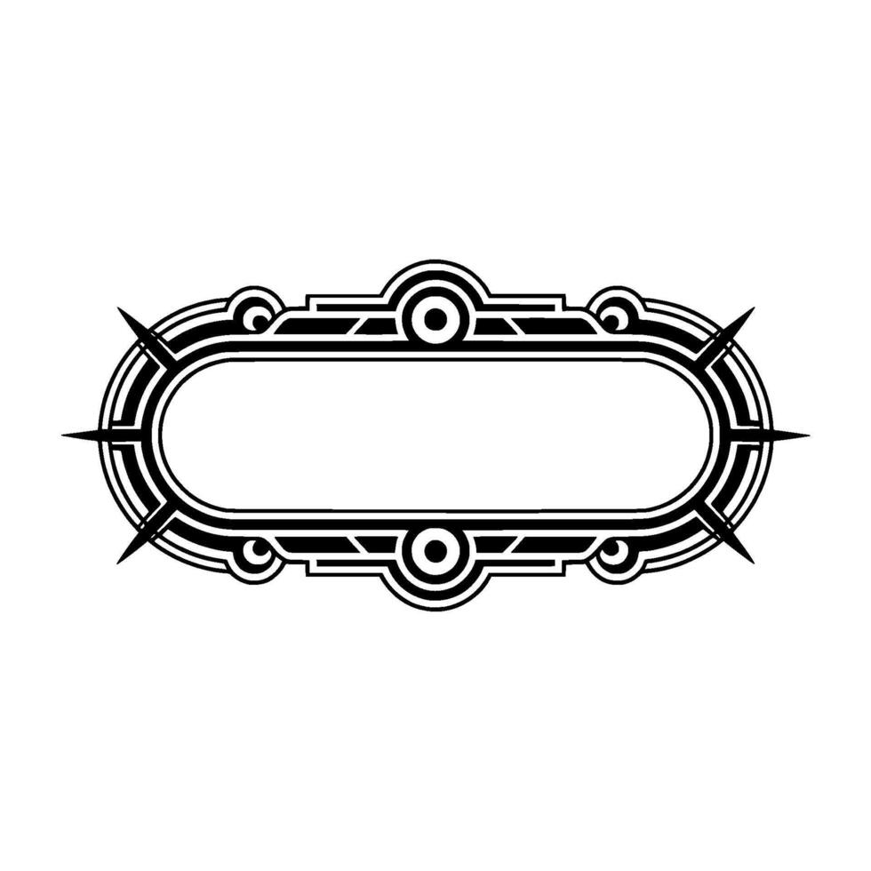 Art Deco Oval Frame, Black White Ornament vector
