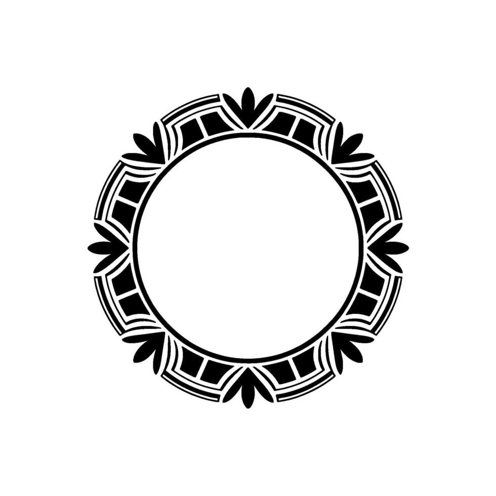 Elegant Art Deco Circular Frame - Black on White vector