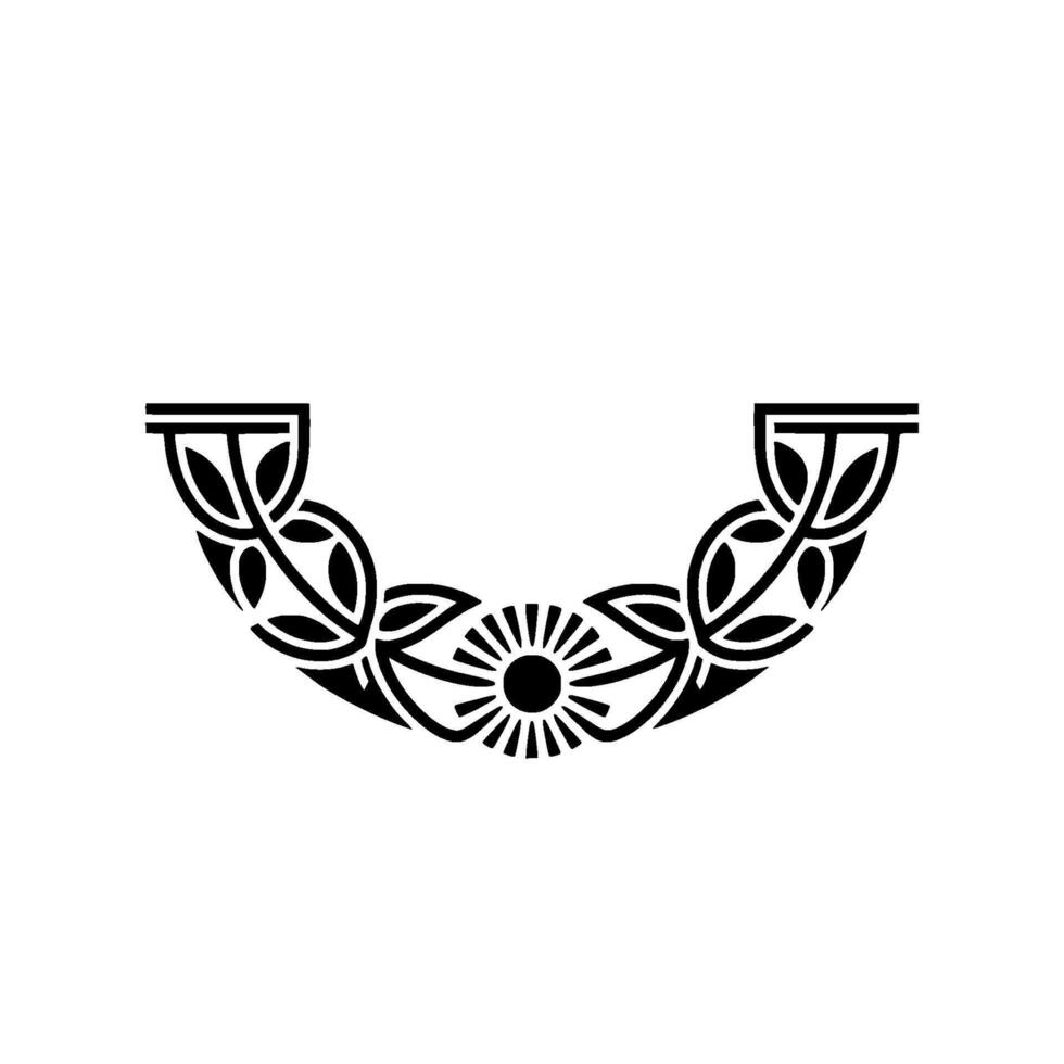 Elegant Floral Ornament, Minimalist Black White vector
