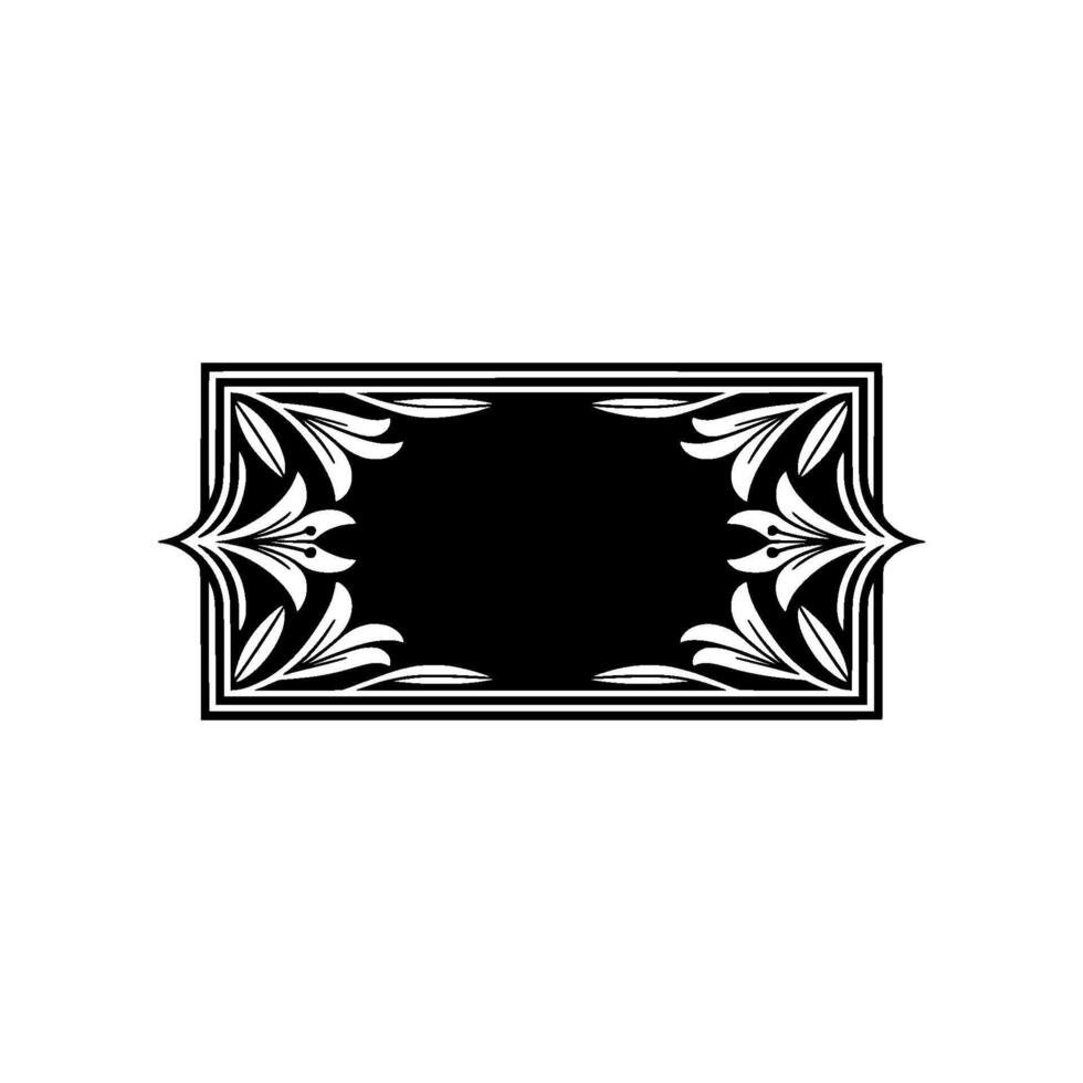 Elegant Black and White Floral Frame with Negative Space - Border vector