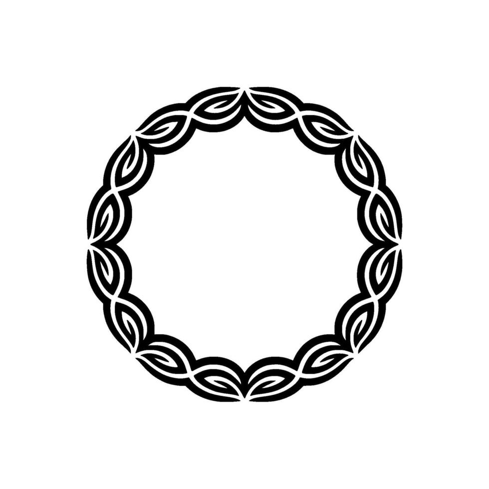 Abstract Floral Circle Ornament, Black and White, Minimalist vector