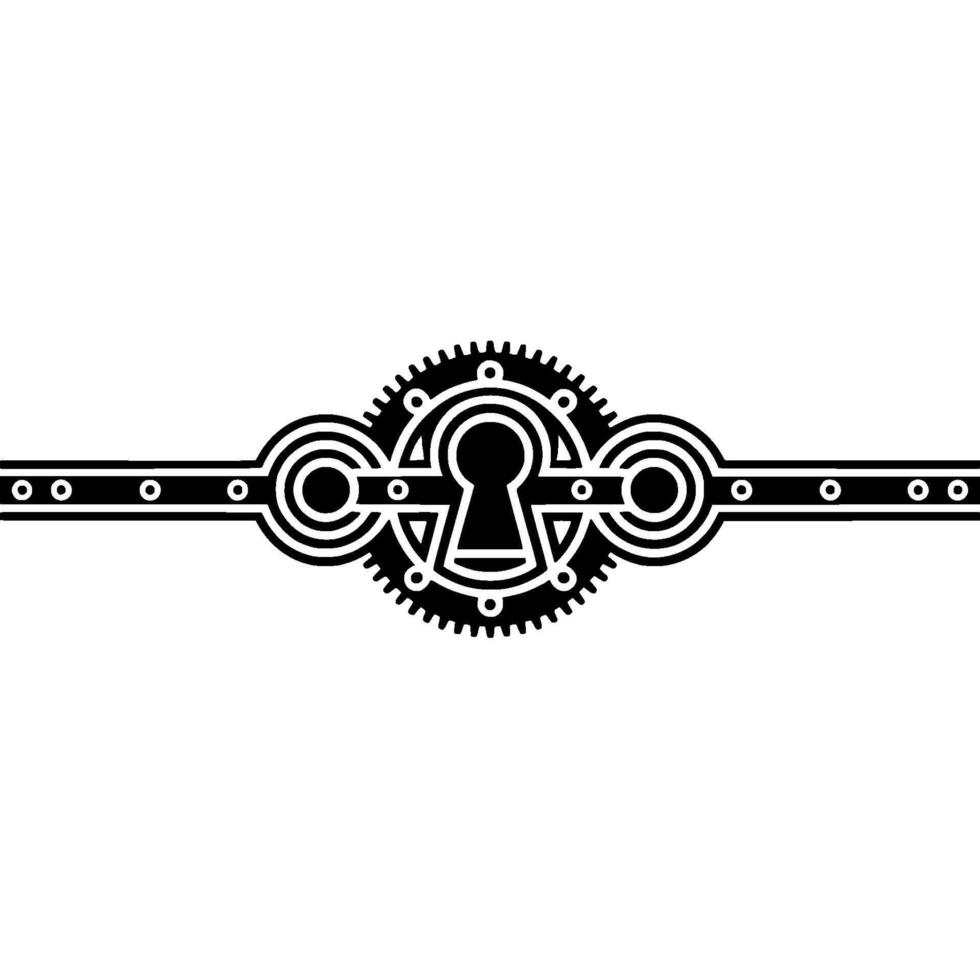 Steampunk Keyhole Illustration, Geometric Black White vector
