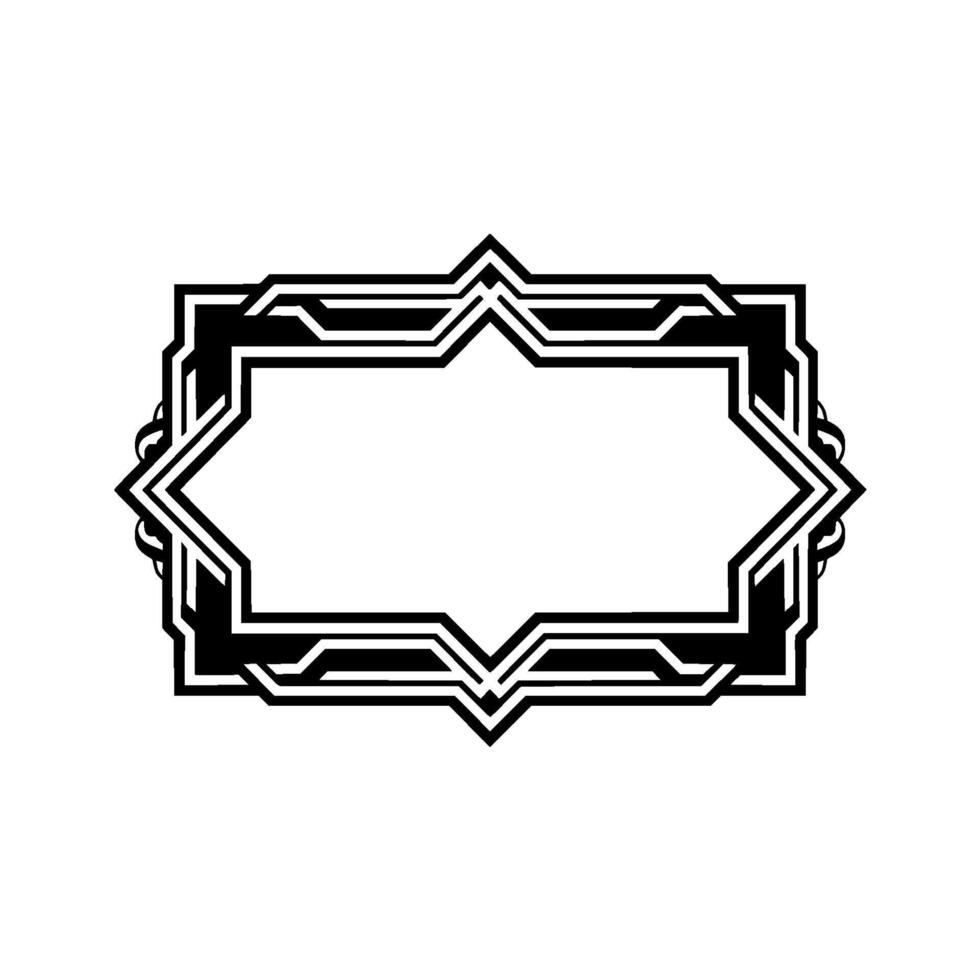 Art Deco Frame - Black and White Geometric Border on White Background vector