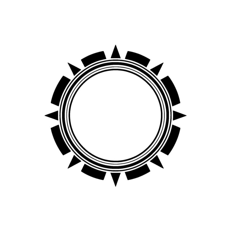 Minimalist Geometric Sunburst Circle in Black and White vector
