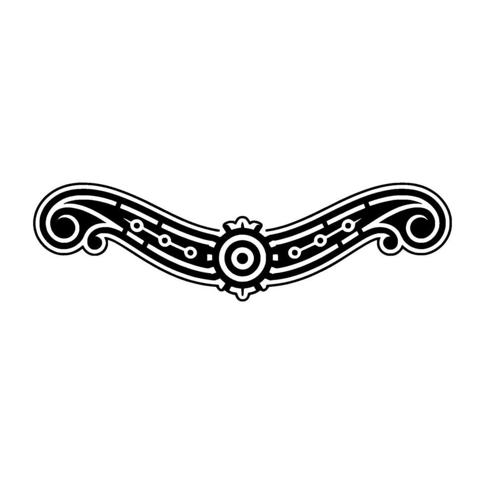 Elegant Black White Ornamental Element on White Background - Ornament vector