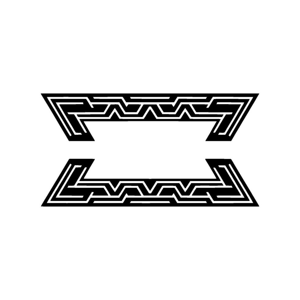 Abstract Black Geometric Border on White Background - Frame vector