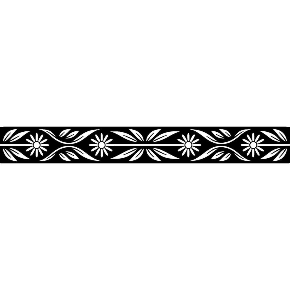 Floral Border, Black and White, Decorative Element - Ornament vector