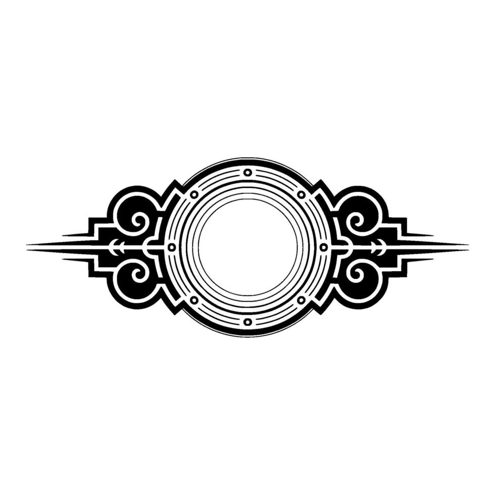 Elegant Art Deco Emblem Black White Decorative Border vector