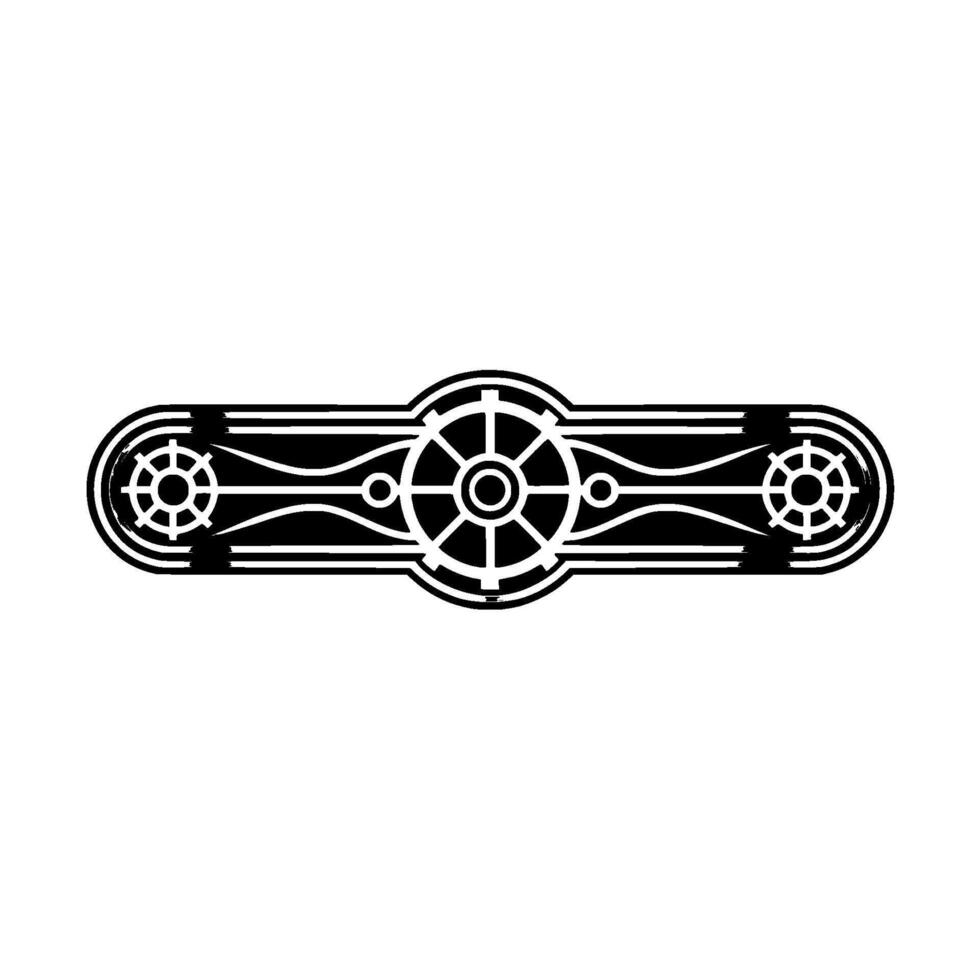 Art Deco Linear Emblem, Silver Black on Cream Background vector